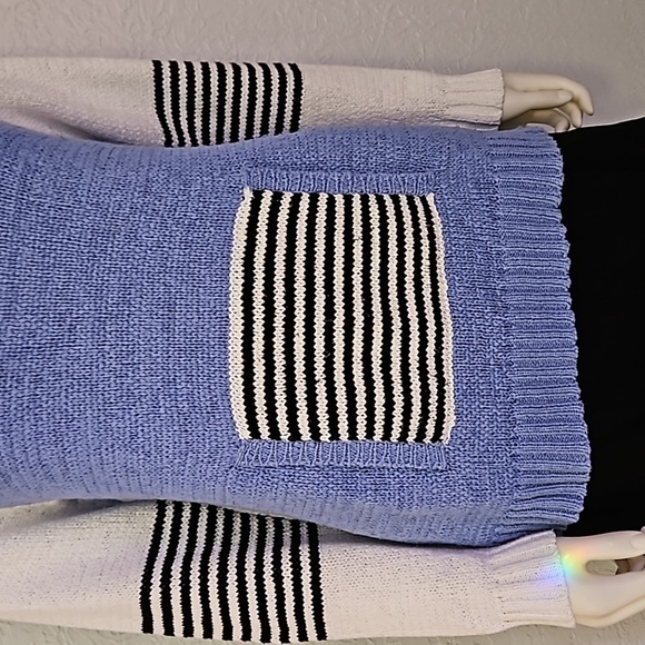 VTG FIA ITALIA Baby Blue Colorblock Striped Handloomed Fisherman Sailor Sweater - Picture 4 of 7